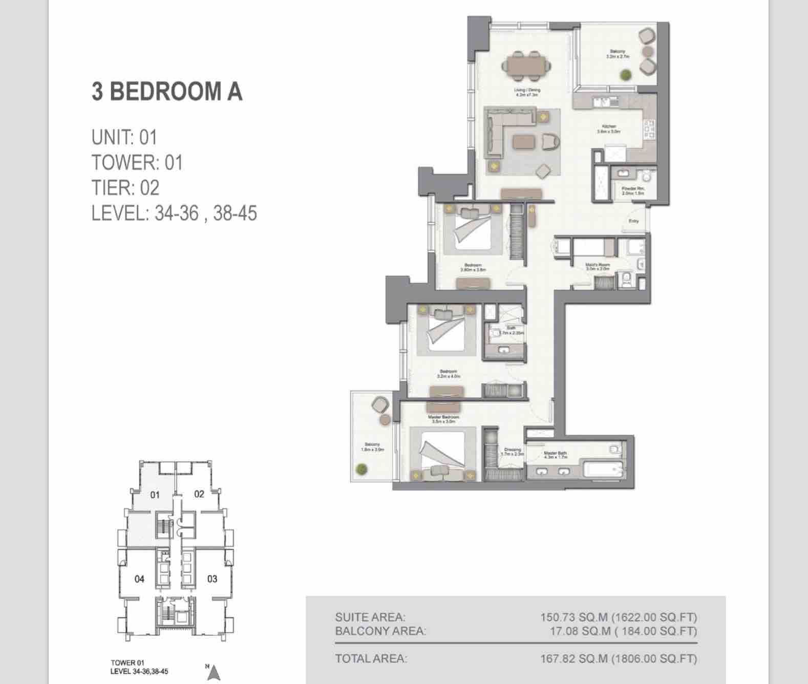 52 42 dubai marina floor plan 3 bedroom type a Synergy