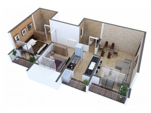Ekta Prakville_FloorpLans_2-BHK-ISO-VIEW
